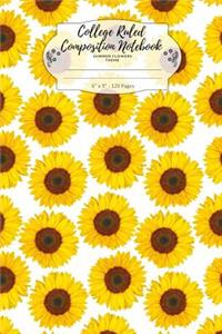 College Ruled Composition Notebook. Summer Flowers Theme