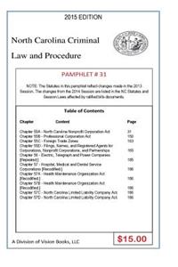 North Carolina Criminal Law and Procedure-Pamphlet 31