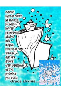 conchas livro de colorir Na água azul relaxante Diversão para crianças adultos casa hospital repouso de cama trabalho usar para decorar como lembrança cartões presentear pelo artista Grace Divine