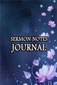 Sermon Notes Journal: Floral An Inspirational Worship Workbook For Christian To Record, Remember and Reflect Book For Teens Women Men - Purple Flowers Cover Print