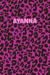 Ayanna: Personalized Pink Leopard Print Notebook (Animal Skin Pattern). College Ruled (Lined) Journal for Notes, Diary, Journaling. Wild Cat Theme Design wi