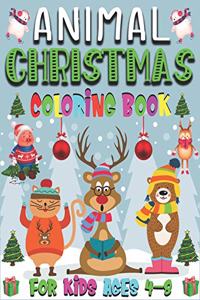 Animal Christmas Coloring Book For Kids Ages 4-8