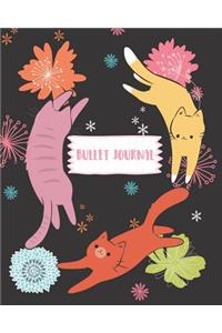 Bullet Journal: Cats Amongst Flowers 150 Dotted Page 8x10 Notepad