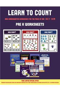 Pre K Worksheets (Learn to count for preschoolers): A full-color counting workbook for preschool/kindergarten children.