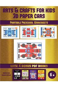 Printable Preschool Worksheets (Arts and Crafts for kids - 3D Paper Cars)