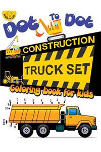 Dot to dot construction TRUCK Set Coloring book for kids