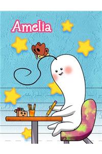 Amelia: Personalized Book with Child's Name, Primary Writing Tablet, 65 Sheets of Practice Paper, 1
