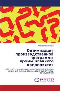 Optimizatsiya Proizvodstvennoy Programmy Promyshlennogo Predpriyatiya