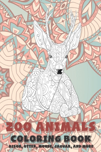 Zoo Animals - Coloring Book - Bison, Otter, Mouse, Jaguar, and more