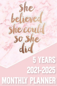 5 Year 2021-2025 Monthly Planner