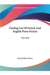 Finding List Of French And English Prose Fiction
