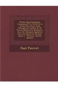 Etudes Egyptologiques