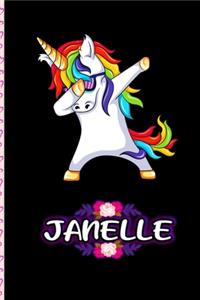 Janelle - Dabbing Unicorn personalized named Notebook