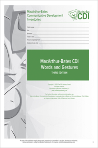 Macarthur-Bates Communicative Development Inventories (CDI) Words and Gestures Forms