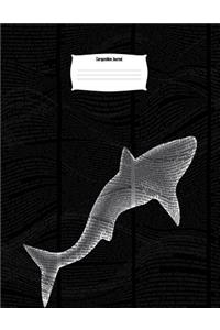 Composition Journal: 8.5 X 11 Sharks Composition Notebook for Boys and Girls Elementary, Middle, High School, Homeschool or College Black Sharks Cover