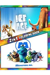 2 in 1 Coloring Book Ice Age and Monster Inc