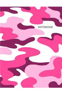 Notebook: Composition Book, Journal (8.5 X 11 Inches, 120 Pages, Lined Paper) Camouflage Design-Red