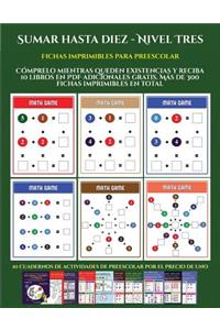 Fichas imprimibles para preescolar (Sumar hasta diez - Nivel Tres)