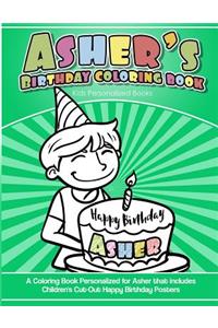 Asher's Birthday Coloring Book Kids Personalized Books