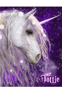 Tottie: Unicorn Fantasy Yearly 365 Lined Pages Journal, Diary, Notebook, Personalized with Name Christmas, Birthday, Friendship Gifts for Girls, Teens and Women