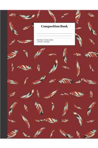 Composition Book Wide-Ruled Floating Feathers
