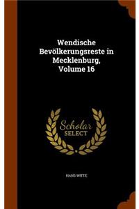 Wendische Bevölkerungsreste in Mecklenburg, Volume 16