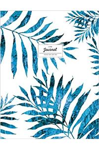 Tropical Blue Palm Leaf Lined Journal (Travel Notebook)