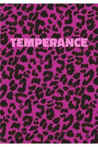 Temperance: Personalized Pink Leopard Print Notebook (Animal Skin Pattern). College Ruled (Lined) Journal for Notes, Diary, Journaling. Wild Cat Theme Design wi