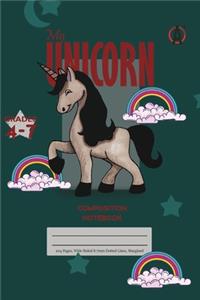 My Unicorn Primary Composition 4-7 Notebook, 102 Sheets, 6 x 9 Inch Olive Green Cover