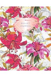 Bullet Journal: Flowers Against Grey Marble 150 Dotted Page 8
