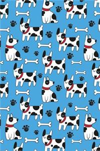 Journal Notebook Dogs and Bones Pattern On Blue