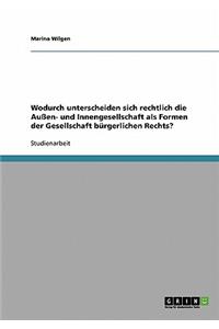 Wodurch unterscheiden sich rechtlich die Außen- und Innengesellschaft als Formen der Gesellschaft bürgerlichen Rechts?