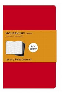 Moleskine Ruled Cahier L - Red Cover (3 Set)