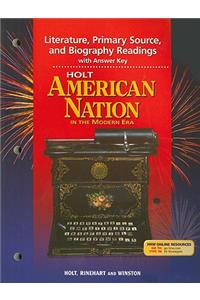 Holt American Nation in the Modern Era Literature, Primary Source, and Biography Readings with Answer Key