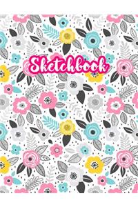 Sketchbook: Cute Drawing Note Pad and Sketch Book for Kids, Girls and Adult - Large 8.5 x 11 Matte Cover with White Interior (Perfect for Sketching, Coloring, W