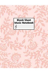 Blank Sheet Music Notebook: Easy Blank Staff Manuscript Book Large 8.5 X 11 Inches Musician Paper Wide 12 Staves Per Page for Piano, Flute, Violin, Guitar, Trumpet, Drums, Cell