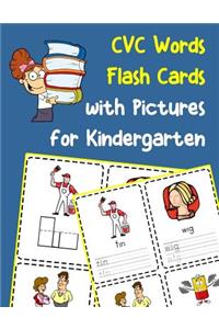 CVC Words Flash Cards with Pictures for Kindergarten: Vowels and consonants missing word activity flashcards