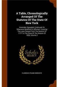 Table, Chronologically Arranged Of The Statutes Of The State Of New York