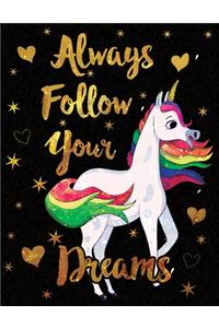 2020 Planner Unicorn Always Follow Your Dreams Gold