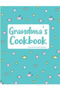 Grandma's Cookbook Aqua Blue Hearts Edition