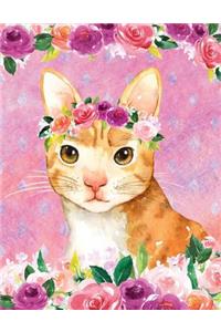 My Big Fat Journal Notebook For Cat Lovers Orange Tabby In Flowers