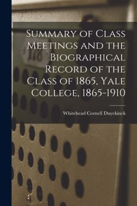 Summary of Class Meetings and the Biographical Record of the Class of 1865, Yale College, 1865-1910