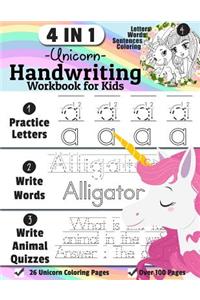 Unicorn Handwriting Workbook for Kids