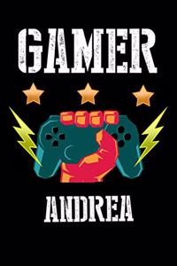 Gamer Andrea: Liniertes Notizbuch für deinen Vornamen