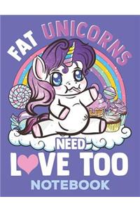 Fat Unicorns Need Love Too 8.5 x 11 Notebook