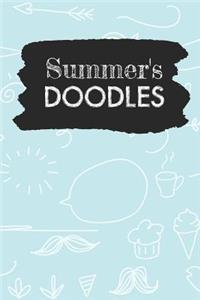 Summer's Doodles: Personalized Teal Doodle Notebook Journal (6 x 9 inch) with 110 dot grid pages inside.