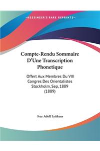 Compte-Rendu Sommaire D'Une Transcription Phonetique