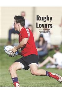 Rugby Lovers Back to Front College Lined Notebook