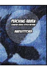 Perching Raven Counted Cross Stitch Pattern