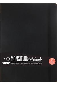 Monsieur Notebook Leather Journal - Black Ruled Large A4
